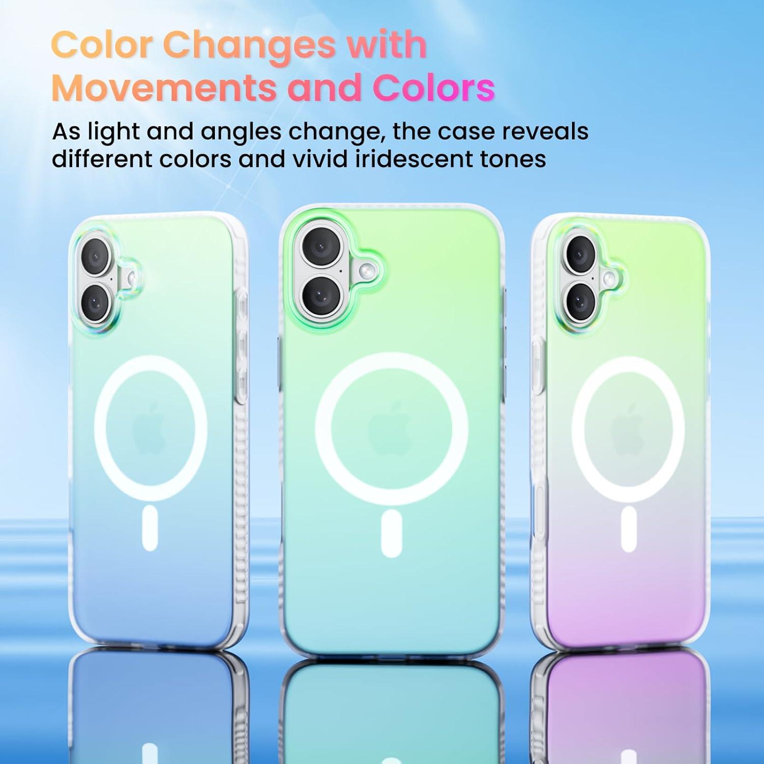 Stoßfeste Fluoreszierende Farbverlauf Hülle für iPhone 16 Plus Magsafe
