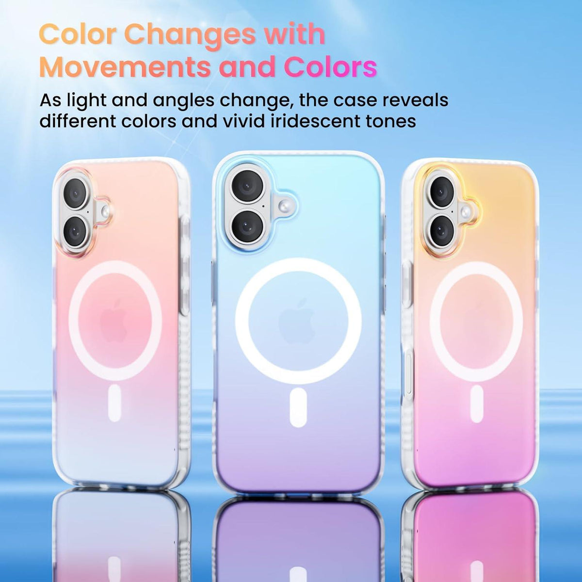 Stoßfeste iPhone 16 Hülle mit Magsafe - Regenbogen Farbverlauf