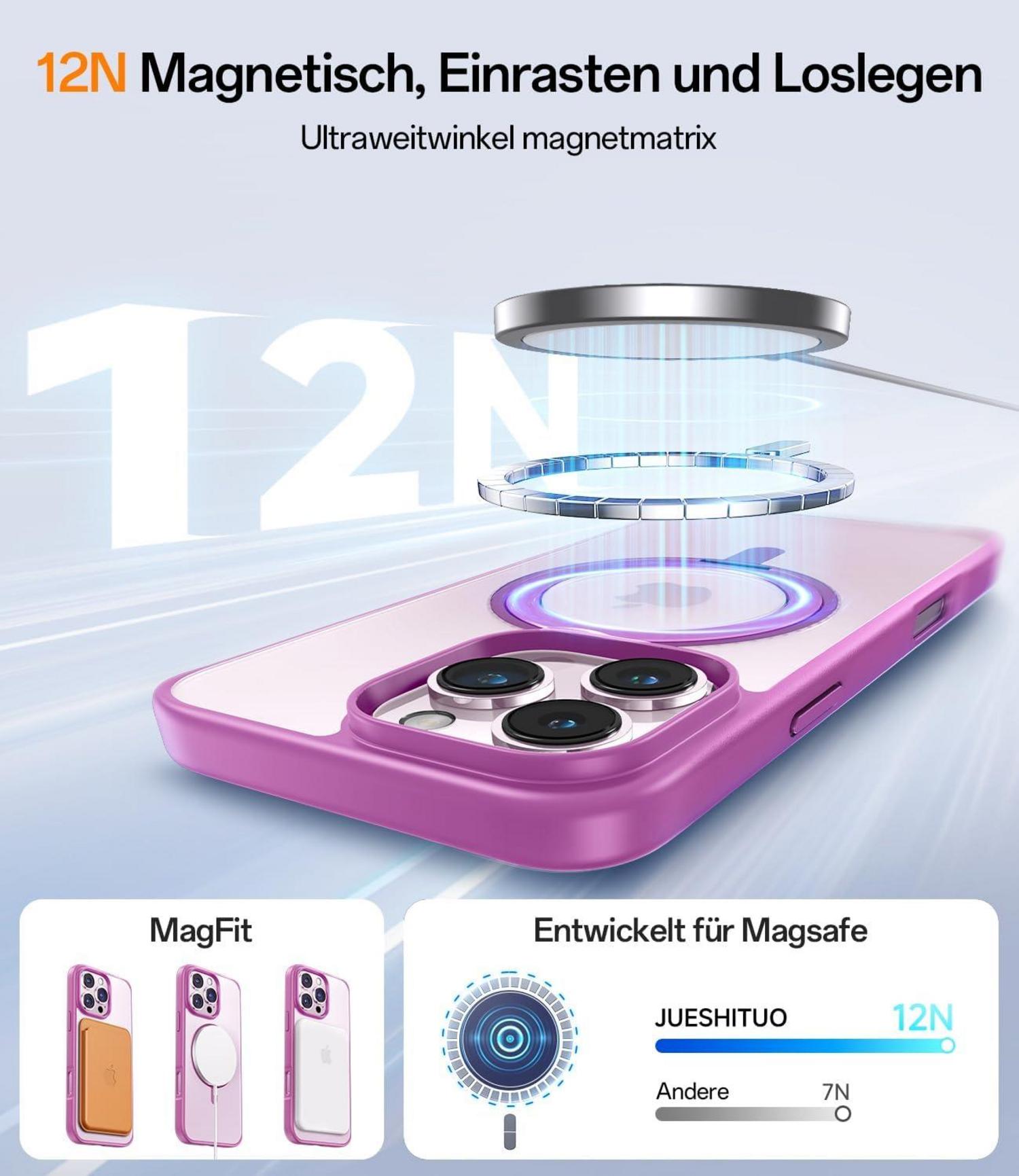 JUESHITUO 360° Magie Stand Hülle iPhone 16 Pro Max MagSafe Pink
