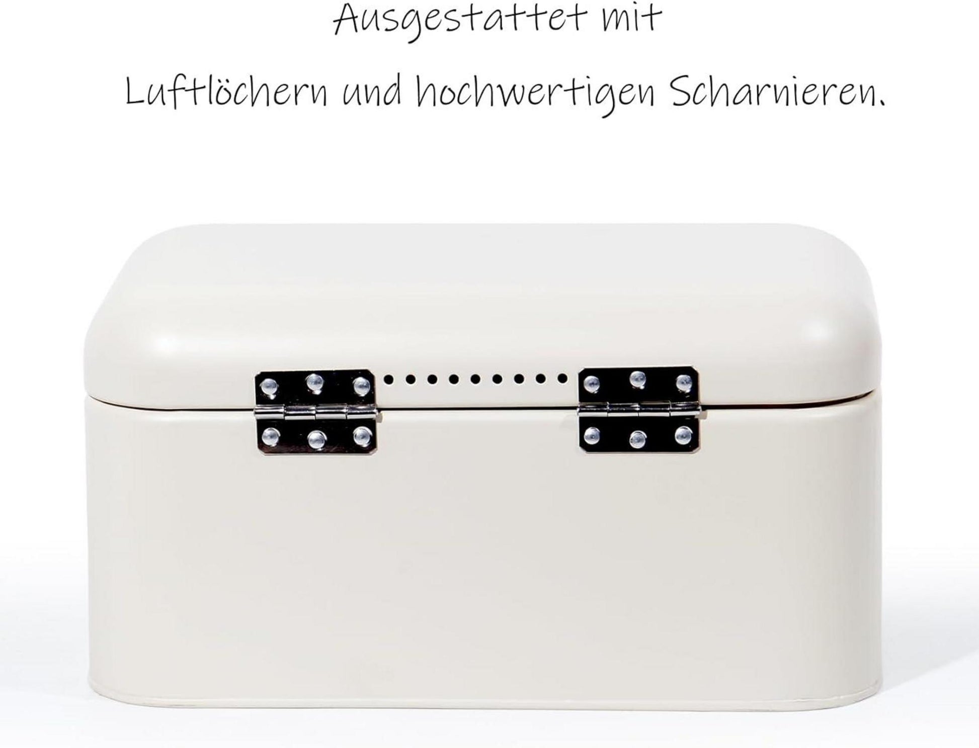 Retro Brotkasten Metall Edelstahlgriff Aufbewahrungsbox Beige 30cm