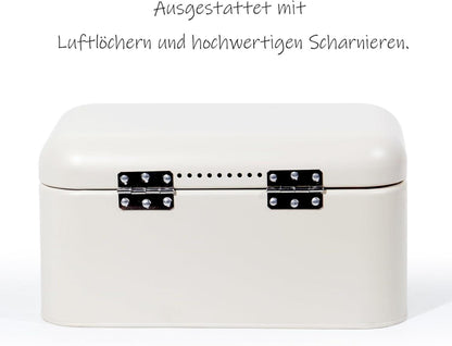 Retro Brotkasten Metall Edelstahlgriff Aufbewahrungsbox Beige 30cm