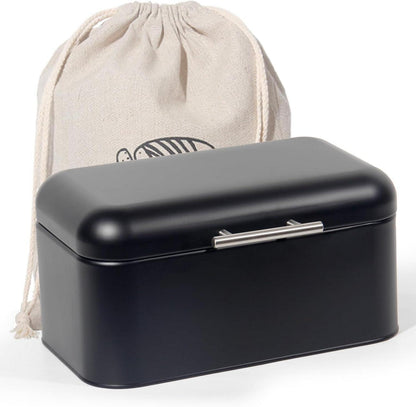 Brotkasten Metall Edelstahlgriff Retro Box Schwarz 30cm