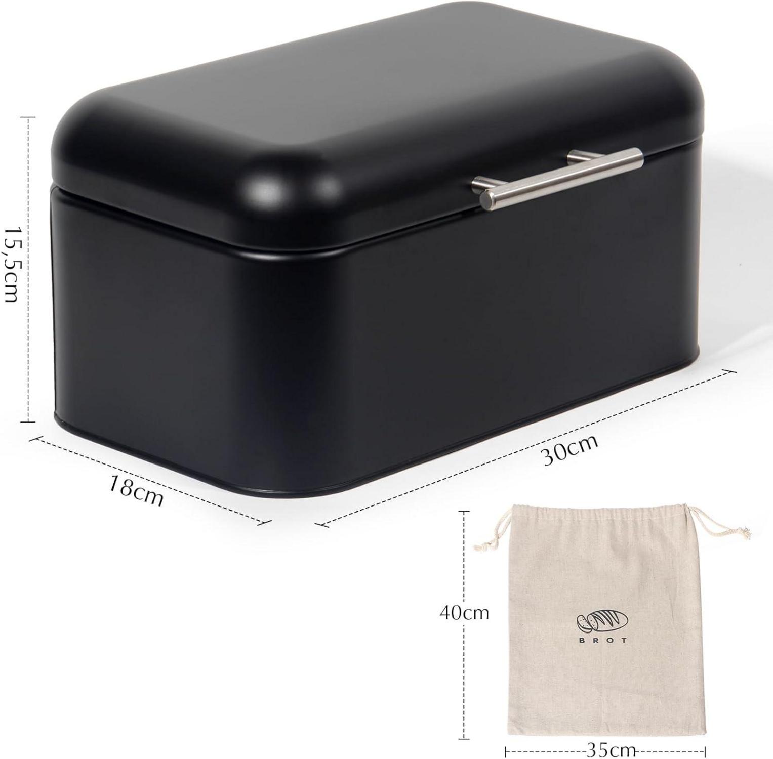 Metall Brotkasten mit Edelstahlgriff, Retro Design, Brot Box