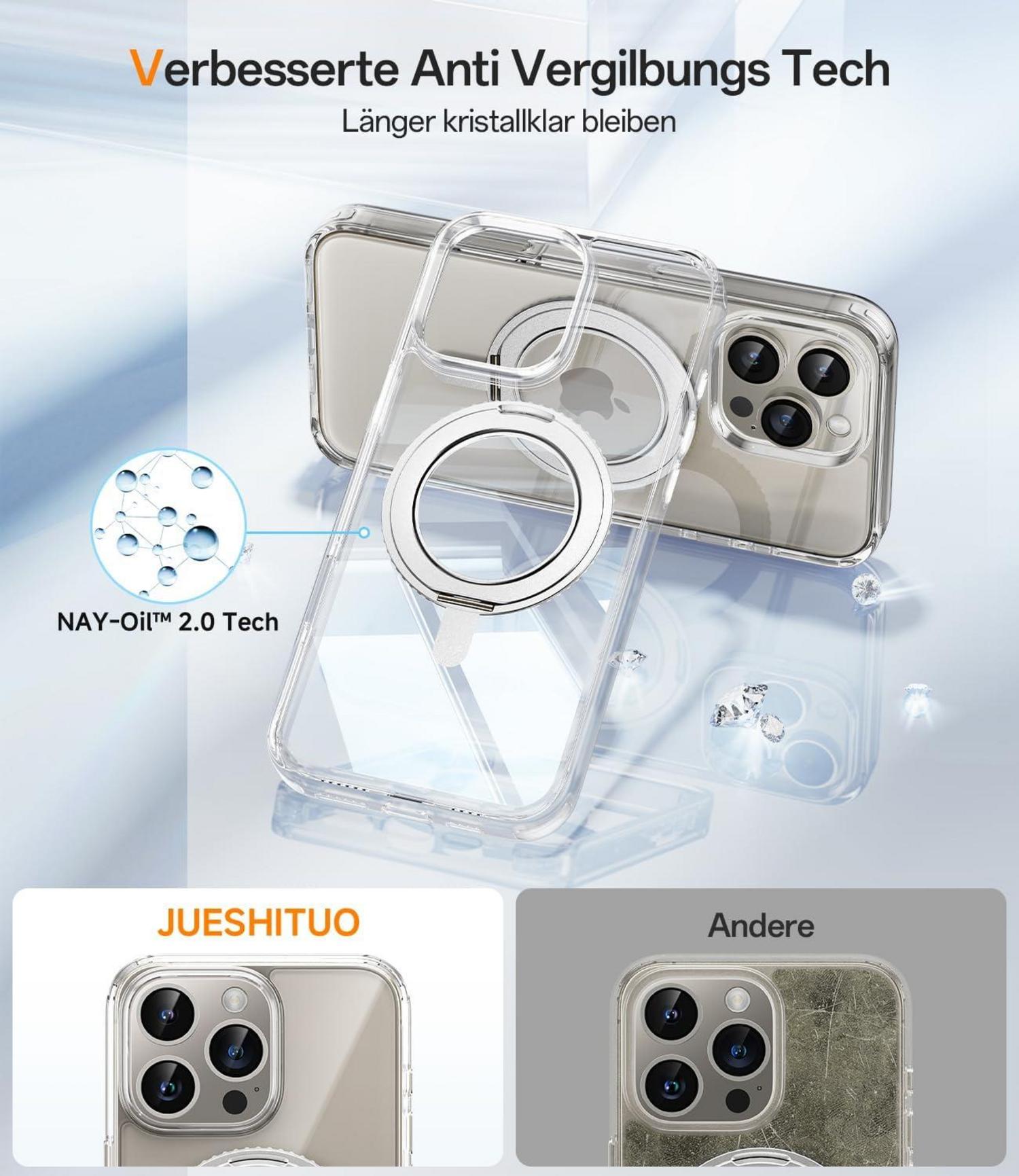 360° Stand iPhone 16 Pro Max Hülle Militärschutz Stoßfest Transparent