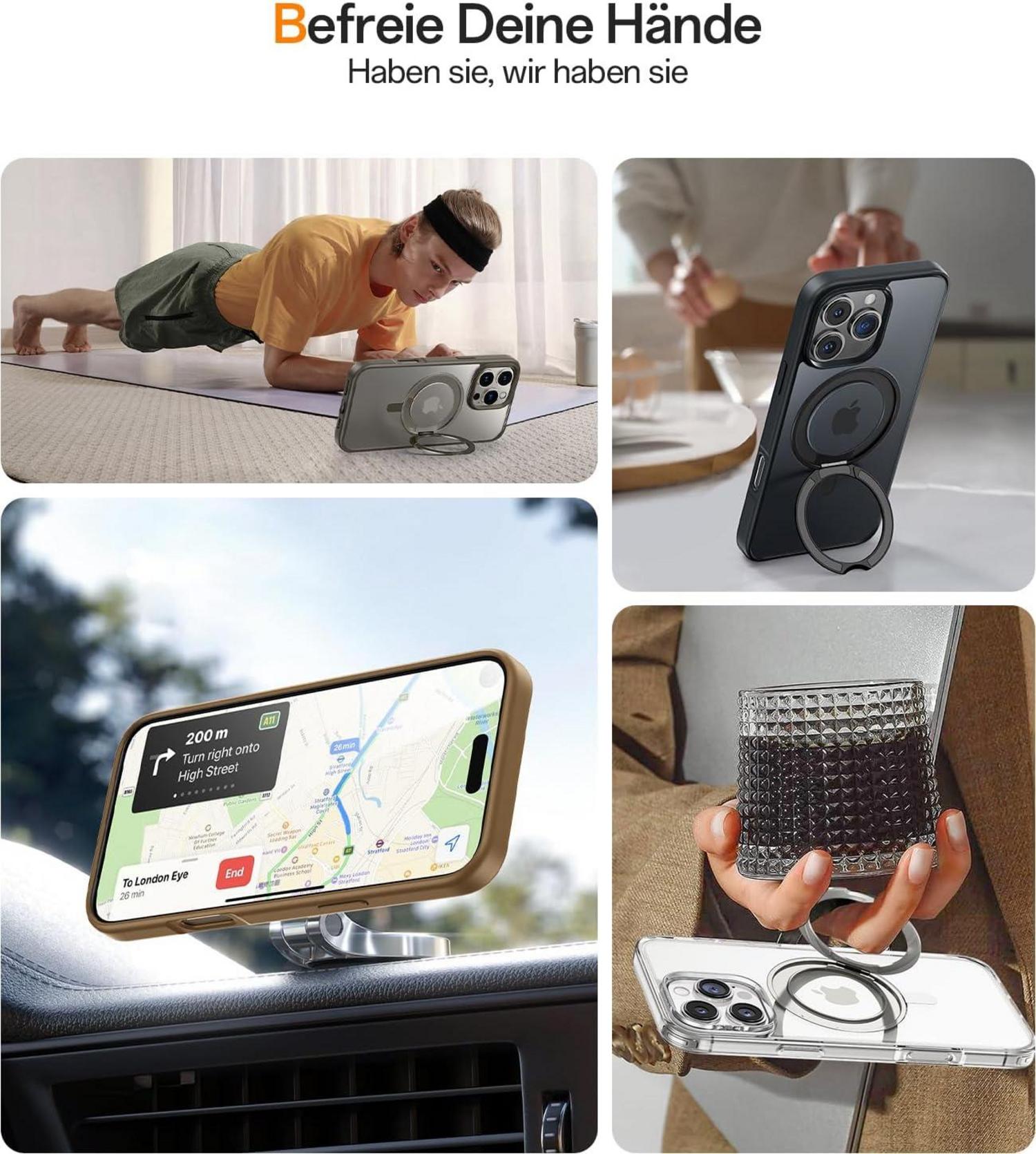 JUESHITUO 360° Magie Stand iPhone 16 Pro Max Hülle Stoßfeste Schutzhülle