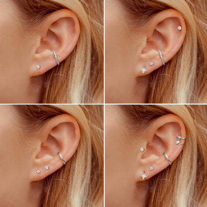 G23 Titan Piercing Set mit Innengewinde, Helix, Tragus, Lippen, Conch