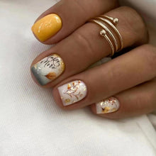Künstliche Nägel Kurz Eckig mit Fallen Leaves Designsett
