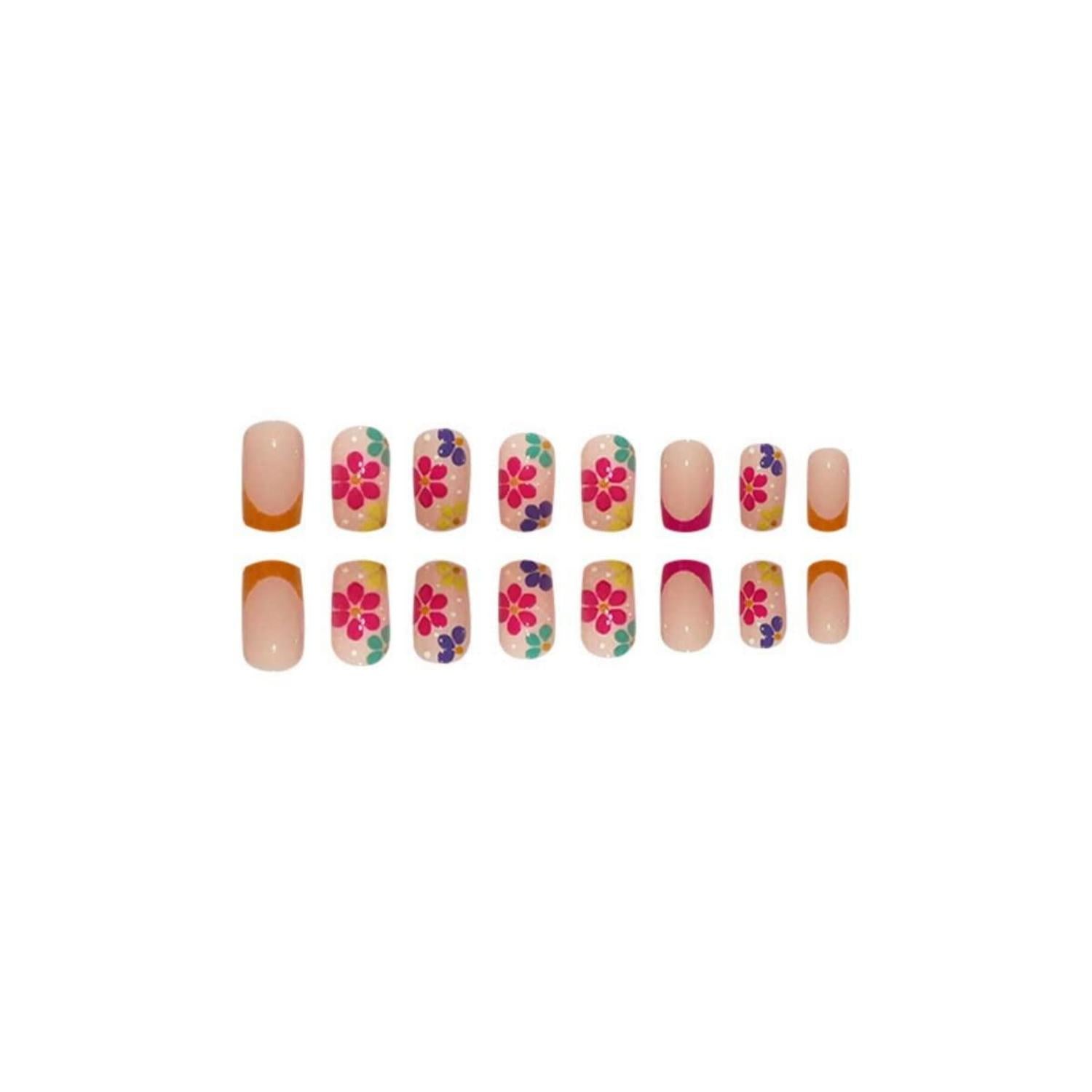 24 Stück Blumen Nägel Aufkleben Muster Glossy Fake Nails