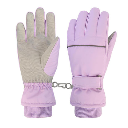 Kinder Skihandschuhe wasserdicht warm violett M (7-9 Jahre)