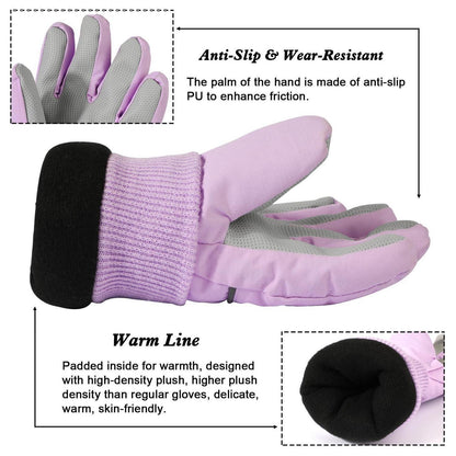 Kinder Skihandschuhe wasserdicht warm violett M (7-9 Jahre)
