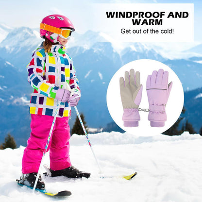 Kinder Skihandschuhe wasserdicht warm violett M (7-9 Jahre)