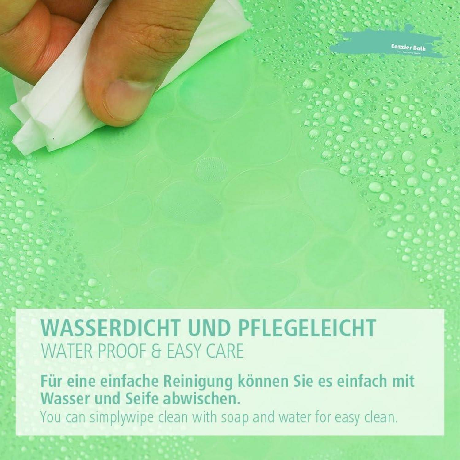 Duschvorhang 180x180cm Grün Wasserabweisend Magnetisiert