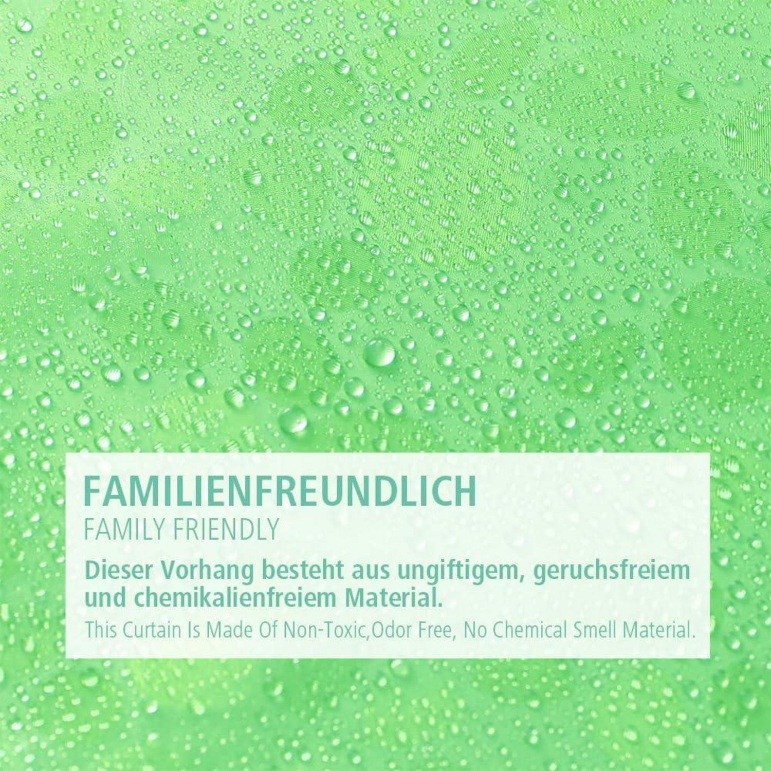 Duschvorhang 180x180cm Grün Wasserabweisend Magnetisiert