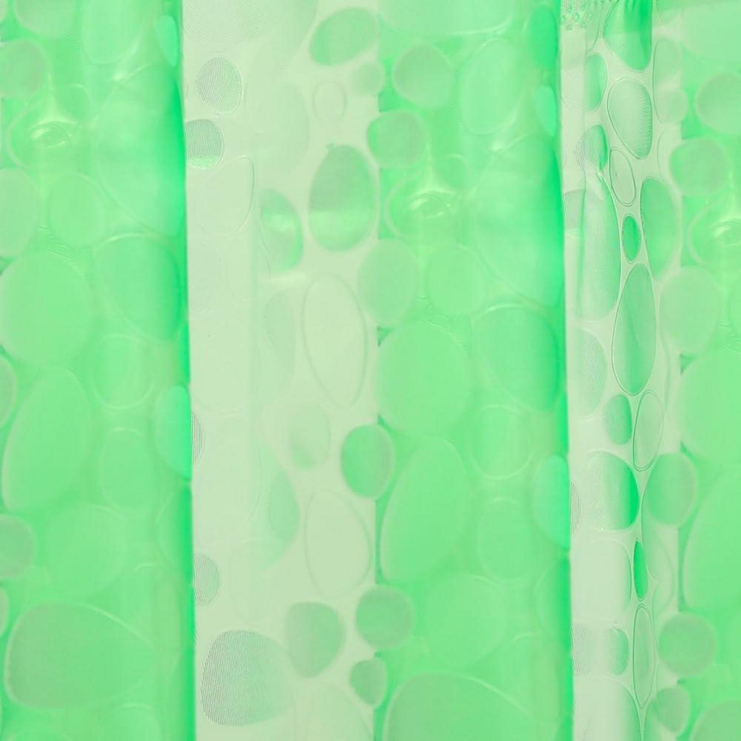 Eazzier Bath 3D-Eva-Duschvorhang 180x180cm Grün mit Kieselsteinen