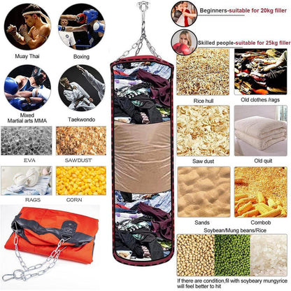 Boxsack Set Heavy Duty 120cm Rot mit Haken & Bandagen