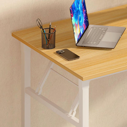 Klapptisch Schreibtisch Teak-Weiß 100x60cm, kein Aufbau
