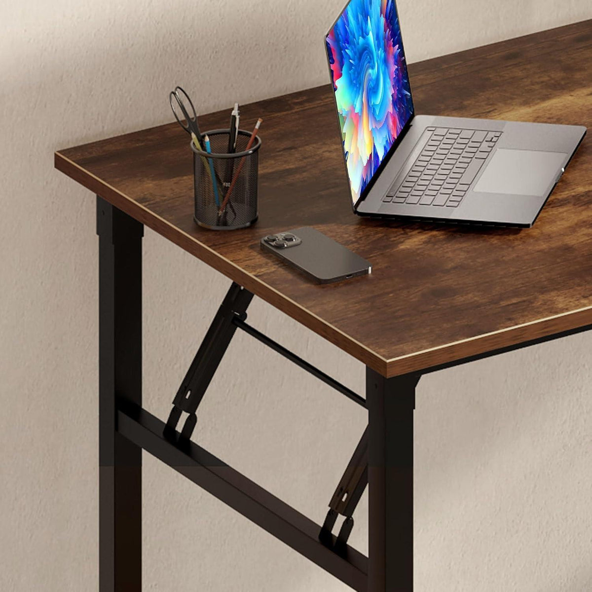 Klapptisch Schreibtisch Holz Vintage-Schwarz 100x60cm
