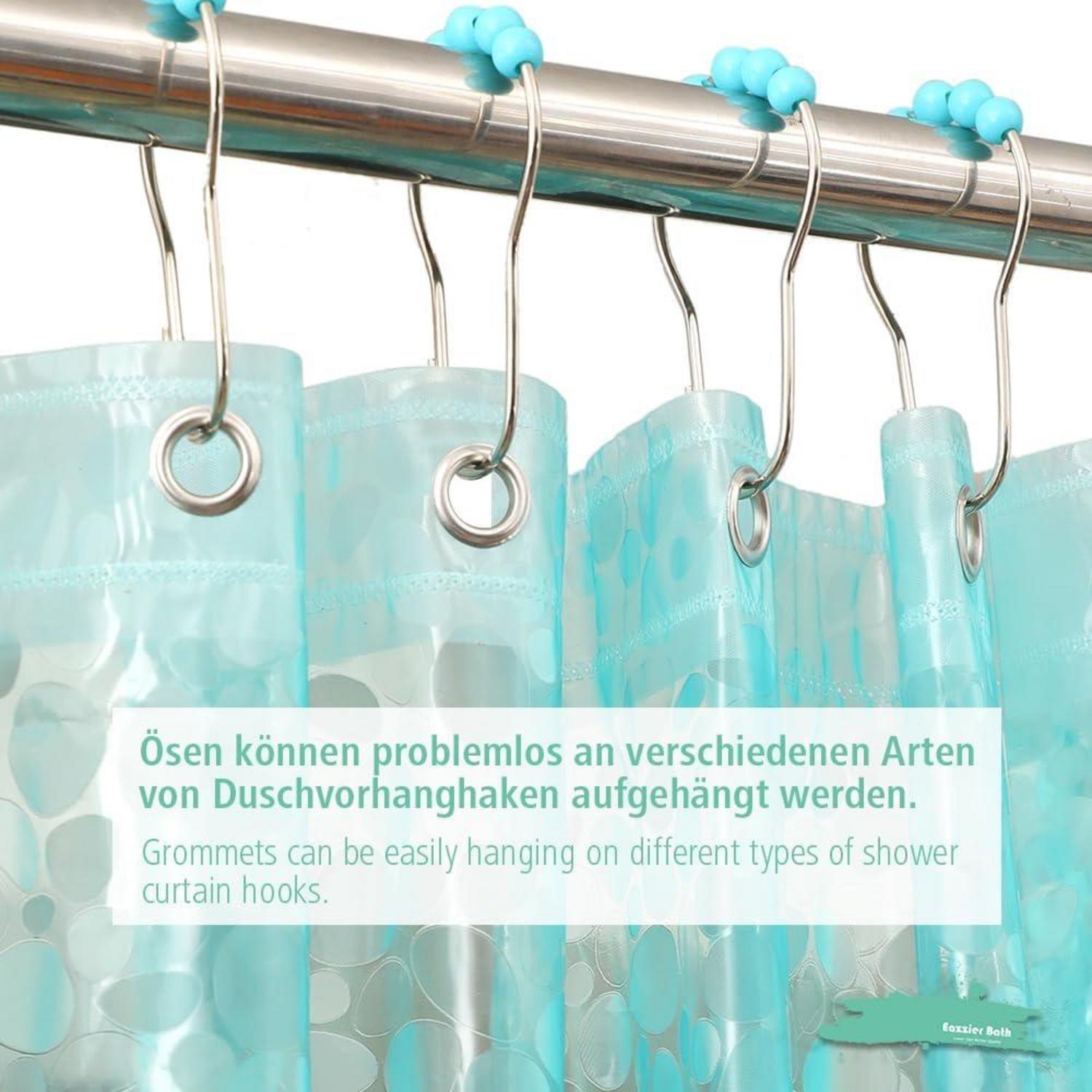 Dünner 3D-Eva-Duschvorhang Kieselstein 180x180cm blaugrün