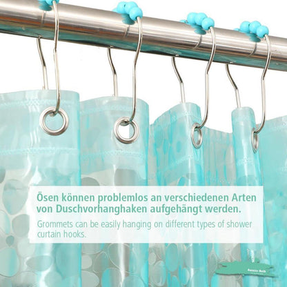 Dünner 3D-Eva-Duschvorhang Kieselstein 180x180cm blaugrün