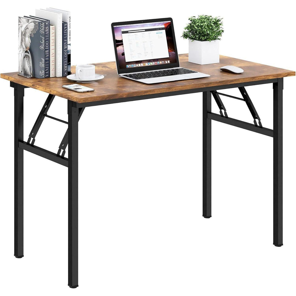 Klapptisch Schreibtisch Holz Vintage-Schwarz 120x60cm