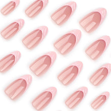 Kurze Glänzende Künstliche Nägel Natur Rosa Französisch 24