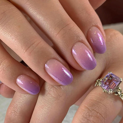 Press On Nails Glänzend Rosa Lila Gradient Oval