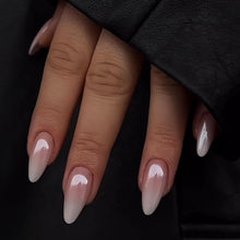 24er Set Künstliche Nägel Rosa Weiß Gradient mit Klebepads