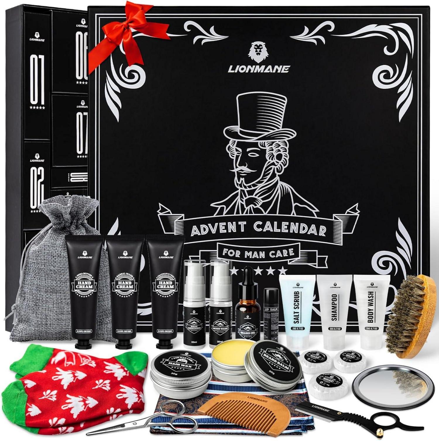 Adventskalender Männer 2024 Lionmane Bartpflege Set 24 Weihnachtskalender
