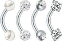 Bauchnabelpiercing Edelstahl Gold Silber Perle CZ 14G 4 Stück
