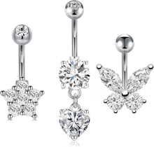 Bauchnabelpiercing Chirurgenstahl Schmetterling Blume CZ Edelstahl