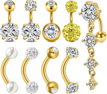 Bauchnabelpiercing 6mm 8mm Gold Silber CZ Edelstahl 14G