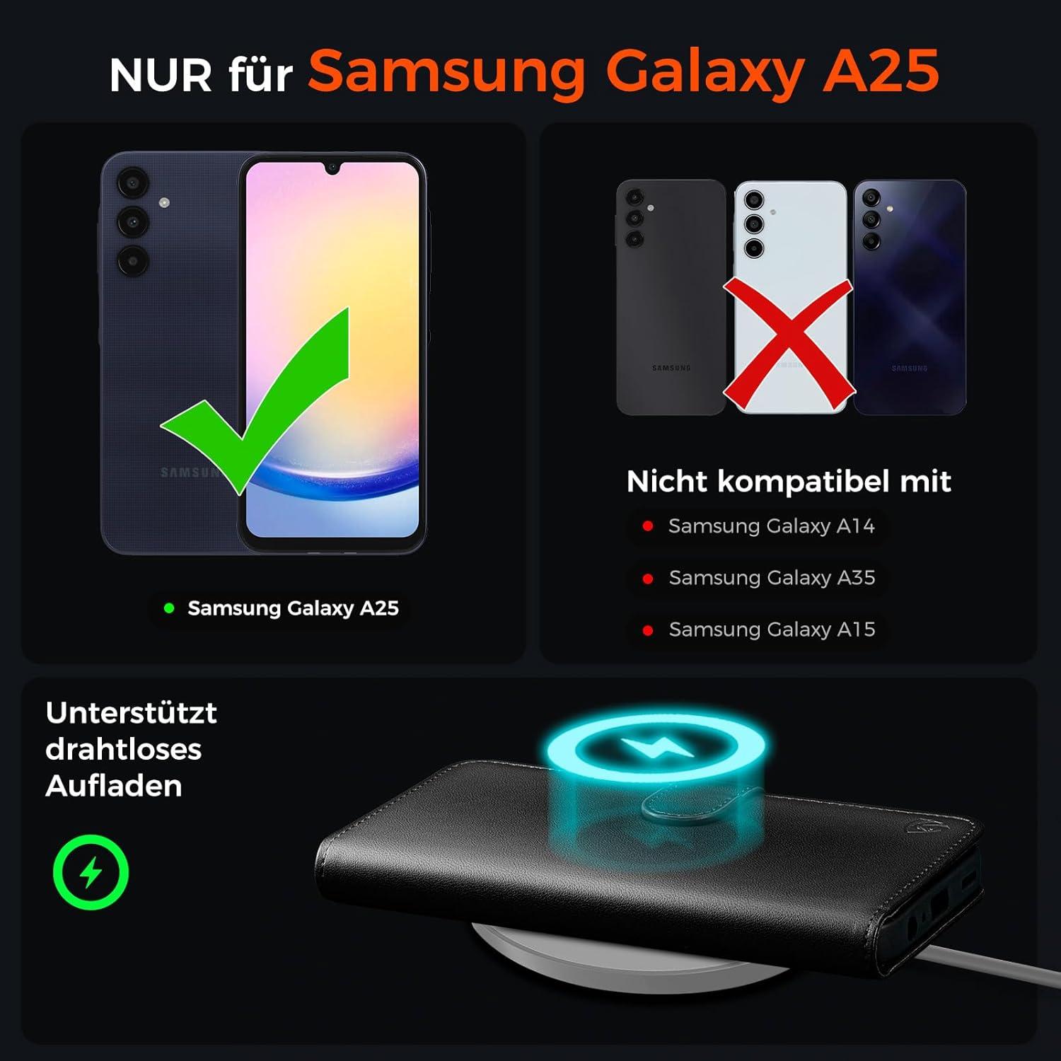 EASDNB Samsung Galaxy A25 5G Handyhülle Wallet Schwarz