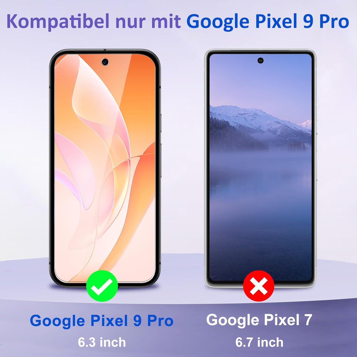 2x Panzerglas Displayfolie für Google Pixel 9 Pro - 9H