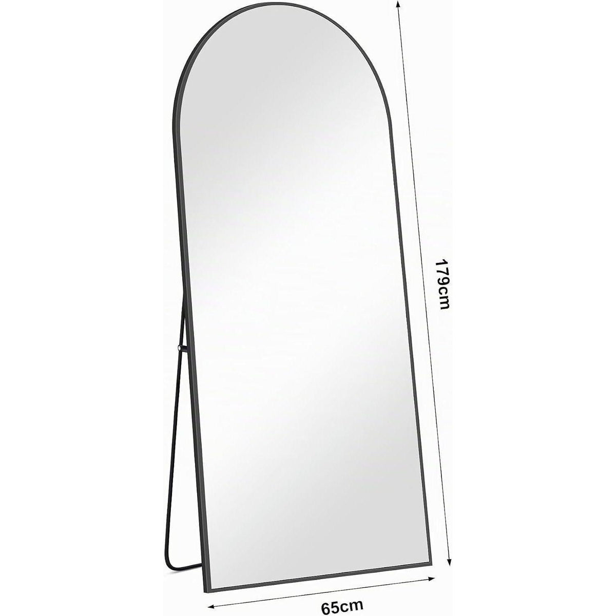 Ganzkörperspiegel Standspiegel Schwarz Aluminium Rahmen 179x65cm