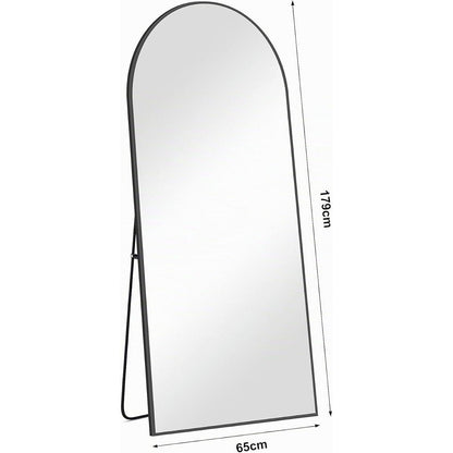 Ganzkörperspiegel Standspiegel Schwarz Aluminium Rahmen 179x65cm