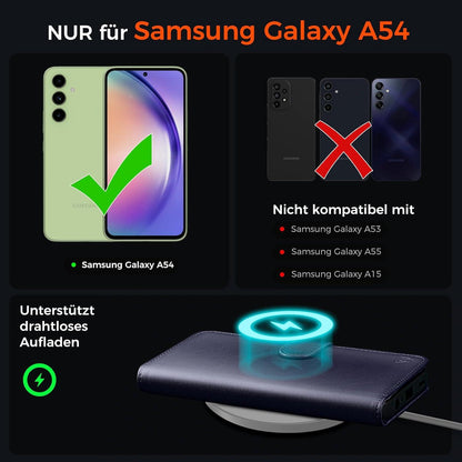 Handyhülle Samsung Galaxy A54 5G Wallet Premium Leder Blau