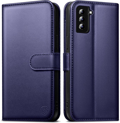 Handyhülle Samsung Galaxy S21 Hülle Wallet Leder Blau