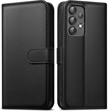 Samsung Galaxy A13 5G Handyhülle Schwarz Leder Flip Case