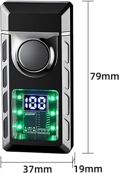 Dual Flame Lighter with Colored Lights, Adjustable Jet Flame - Blue