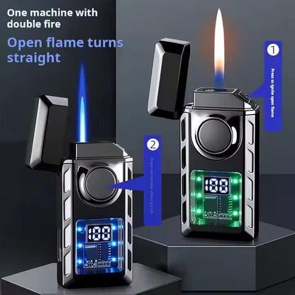 Dual Flame Lighter with Colored Lights | Refillable Butane Gas Gift