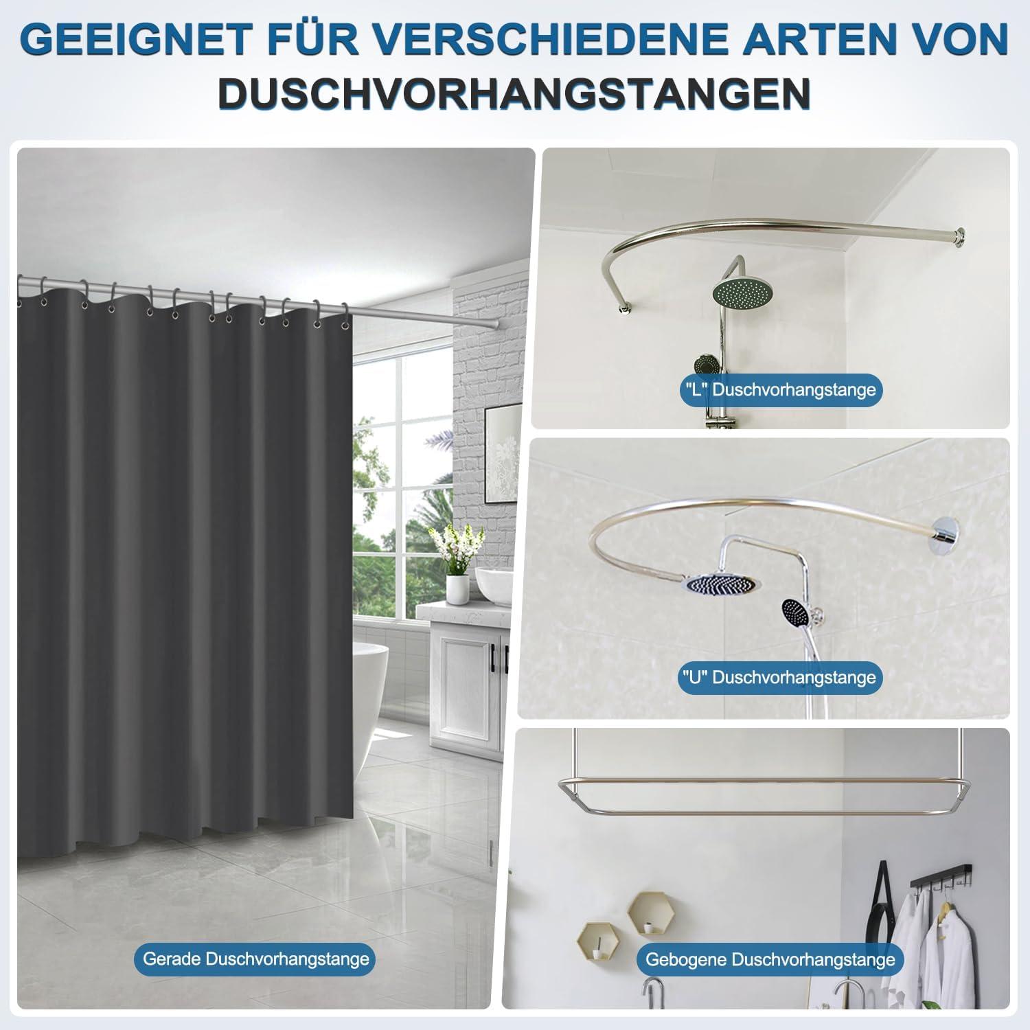 Funria Duschvorhang Dark Grau 120x200cm Wasserdicht Anti-Schimmel Badezimmer