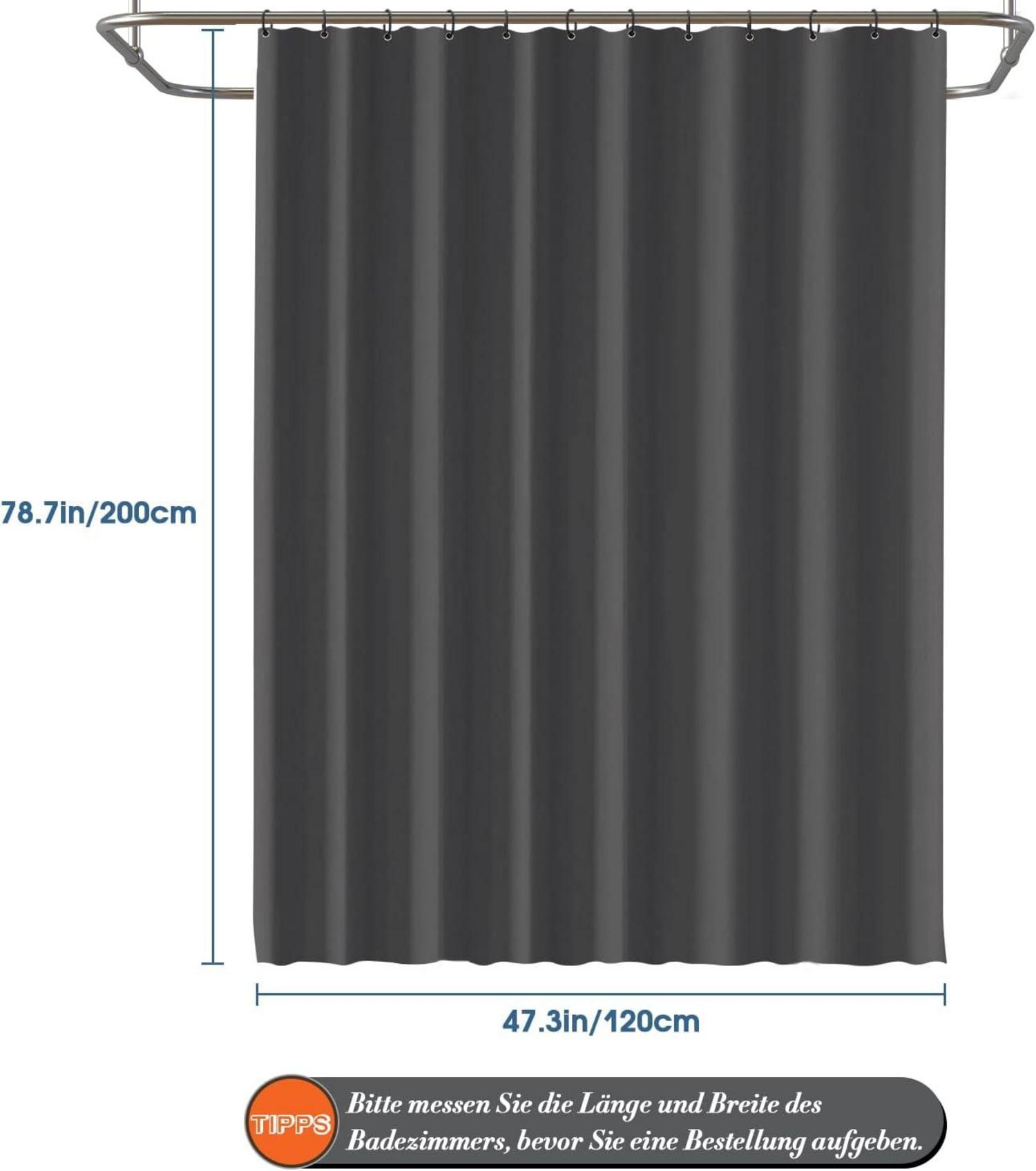 Funria Duschvorhang Dark Grau 120x200cm Wasserdicht Anti-Schimmel Badezimmer