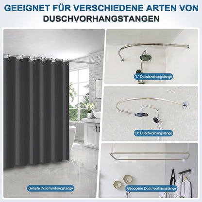 Funria Duschvorhang Schwarz 180x180cm Anti-Schimmel Wasserdicht Badezimmer