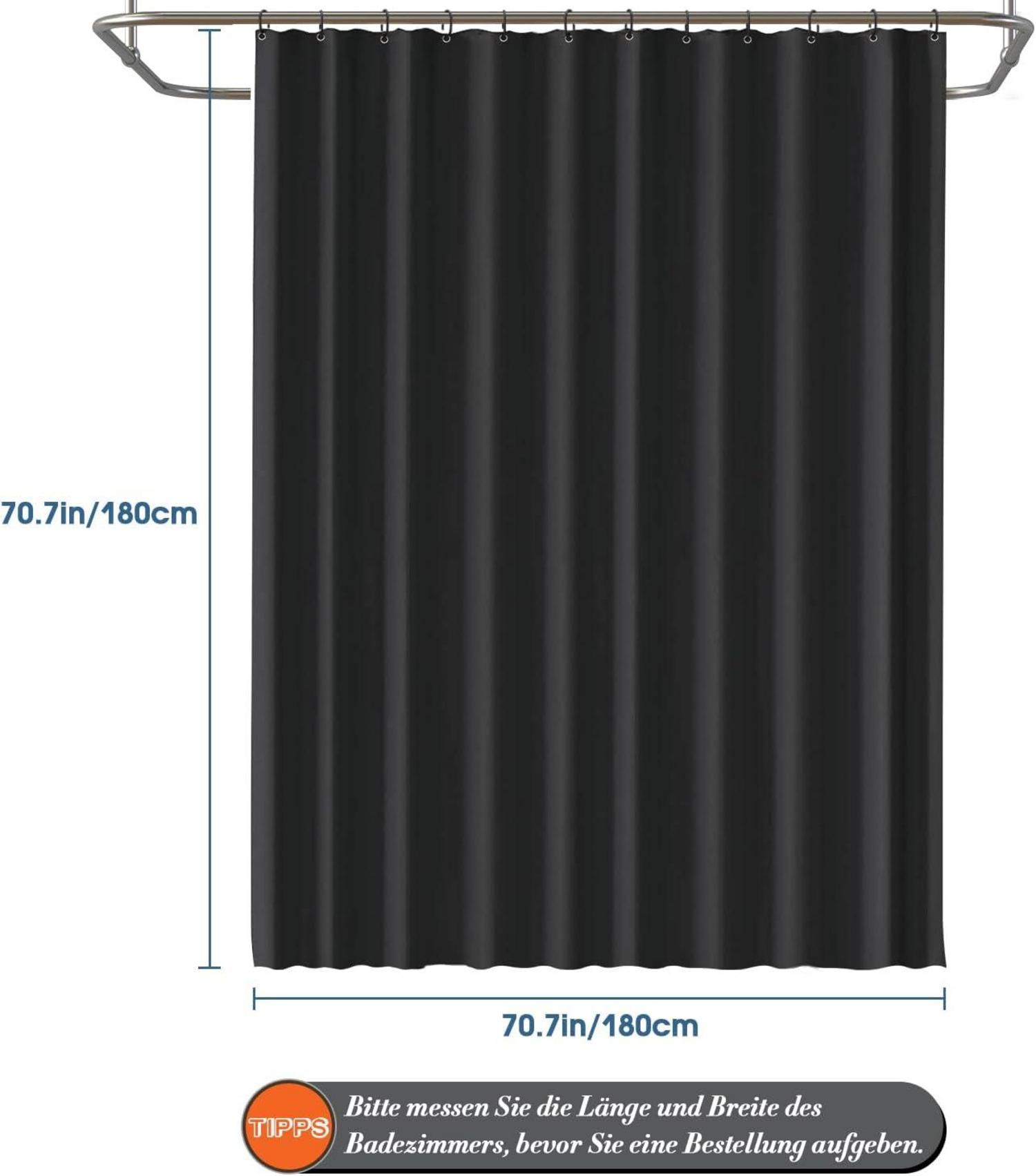 Duschvorhang Schwarz 180x180 cm Anti-schimmel Wasserdicht Badezimmer