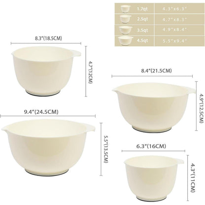 Rührschüssel Set 4-teilig Beige, Kunststoff, rutschfest, stapelbar