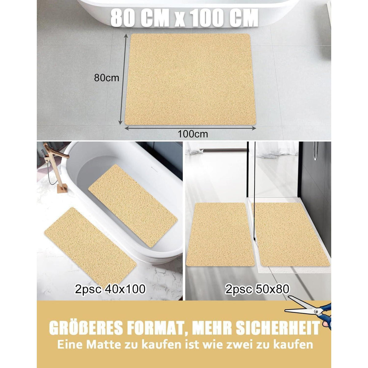 Rutschfeste Duschmatte 80x100 cm – Komfortable & Schnell Trocknende
