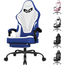 Ergonomischer Gaming Stuhl mit Massage & Fußstütze, Schwarz