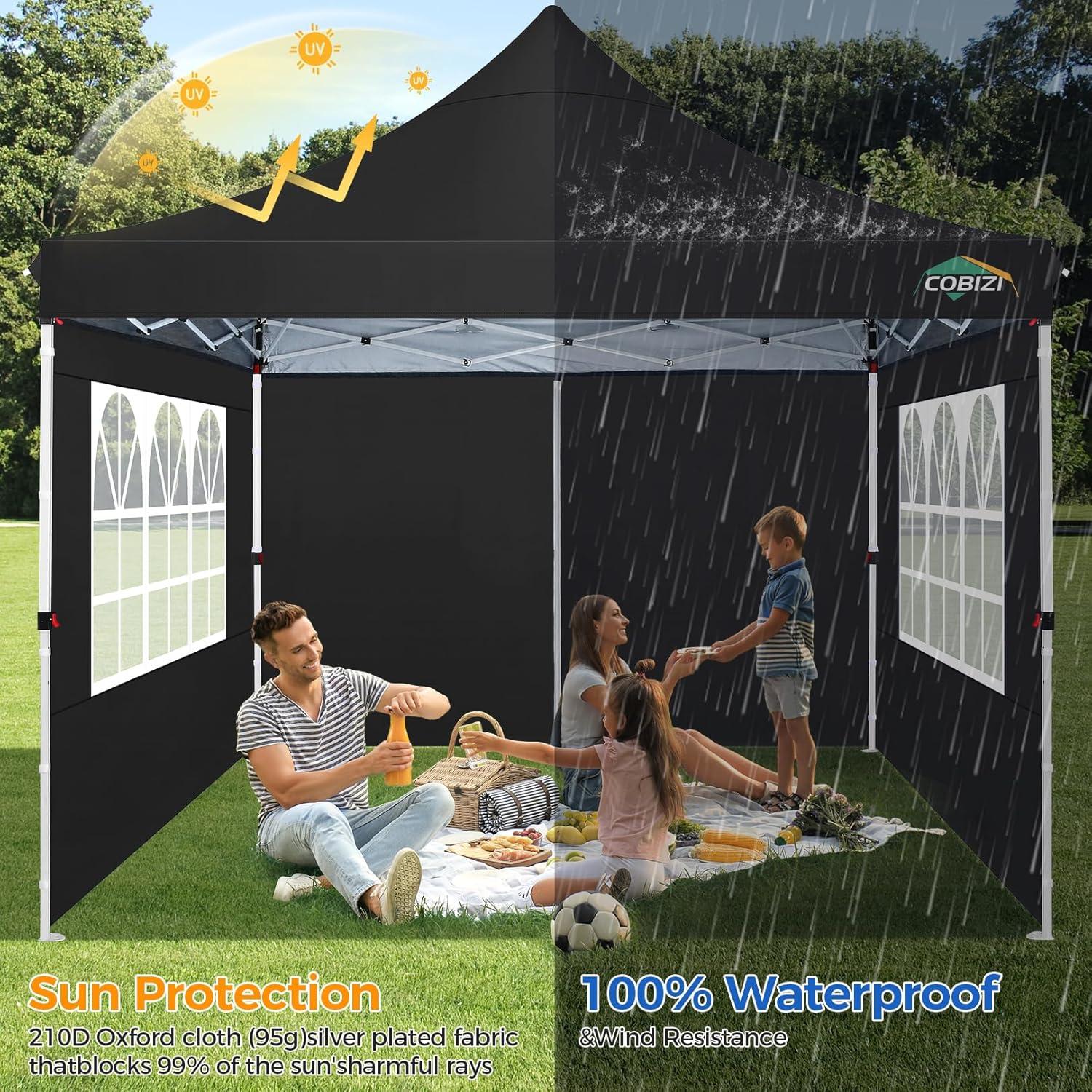 COBIZI Faltpavillon 3x3 Wasserdicht Stabil UV-Schutz 50+ Schwarz