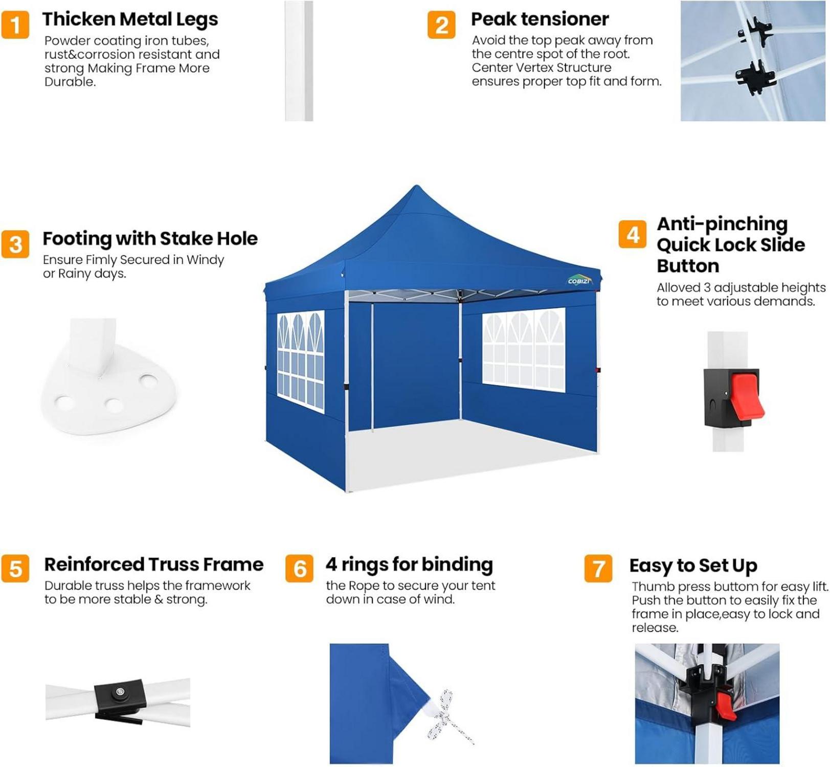 Faltpavillon 3x3 mit Seitenwänden & Sandsäcken, wasserdicht