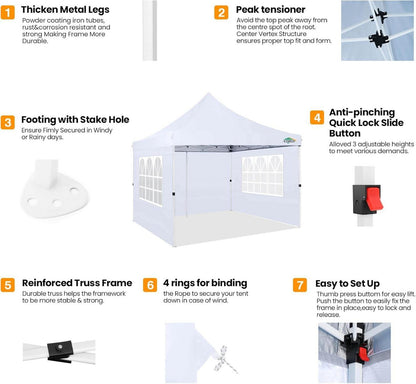 Faltpavillon 3x3m mit Seitenwänden und Sandsäcken in